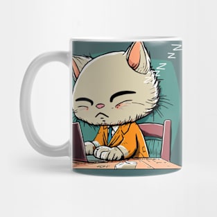 Sleepy Working Cat Mug